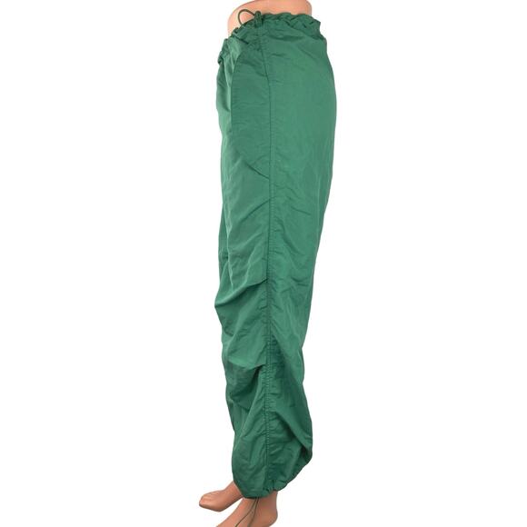 Super Massive Women Green Windbreaker Baggy Parachute Drawstring Trouser Pants M - Picture 2 of 6